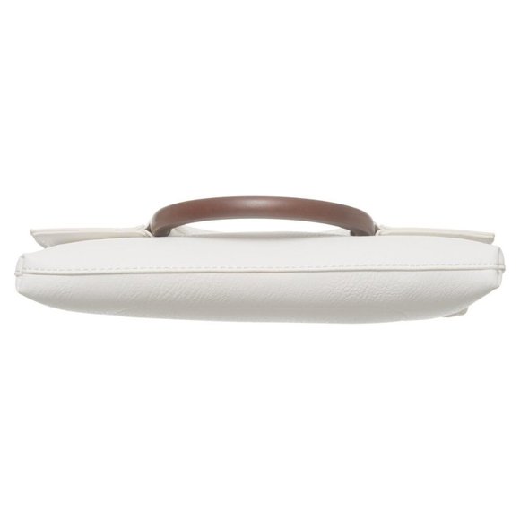 BP CLUTCH - FAUX LEATHER - WHITE - WOODEN HANDLE - Picture 10 of 10